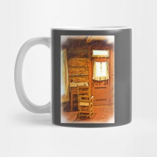 Log Cabin Desk, Chair And Door Mug